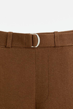 ZARA X NANUSHKA ТРИКОТАЖНЫЕ БРЮКИ С ПОЯСОМ, КОРИЧНЕВЫЙ