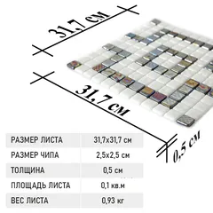 STP-Border2 Natural Мозаичная плитка из стекла Steppa черная белая глянцевая