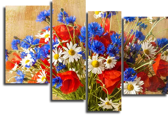 Модульная картина "Полевые цветы"