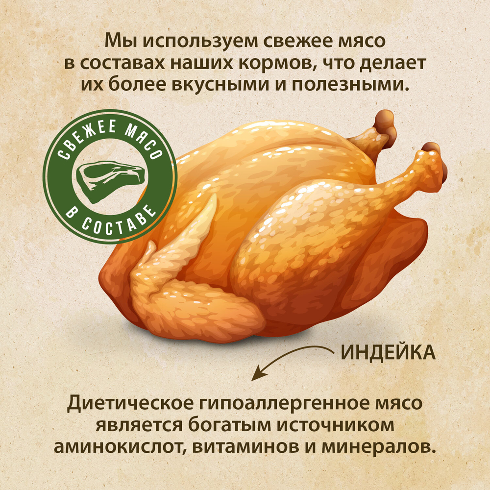 Сухой корм PRIME EVER Fresh Meat Adult для взрослых кошек всех пород, индейка с рисом, 1.5 кг