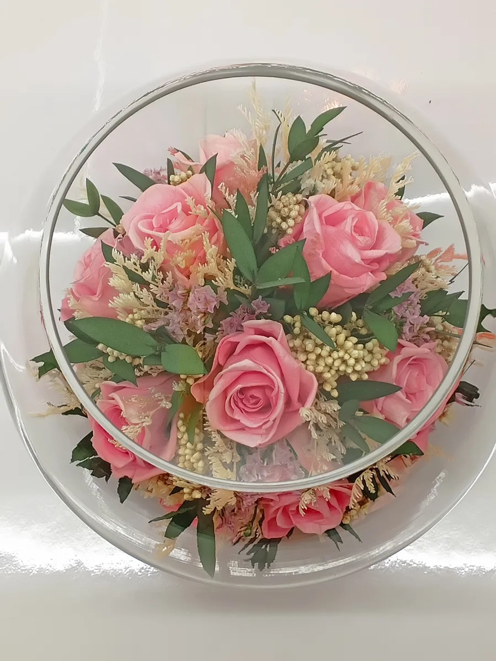 натуральные розы в стекле, вакуум