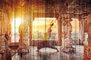 Панно из дерева Yoga In Hampi Temple