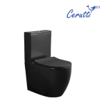 Унитаз ORLTER MB напольный, безободковый, черный матовый Ceruttispa CT9866 (605х370х800)