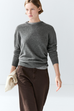 Massimo Dutti Свитер из 100% кашемира с длинными рукавами, серый