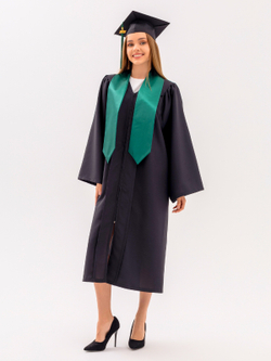 Комплект выпускника черный стандарт с галстуком (темно-зеленый)