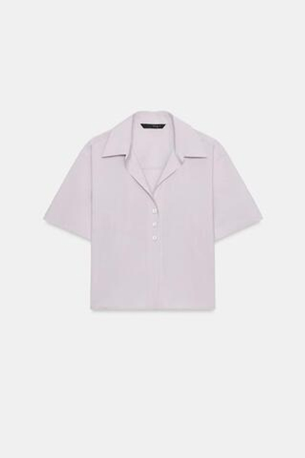 ZARA РУБАШКА СТРУЯЩЕГОСЯ КРОЯ С КОРОТКИМ РУКАВОМ, СВЕТЛАЯ МАЛЬВА