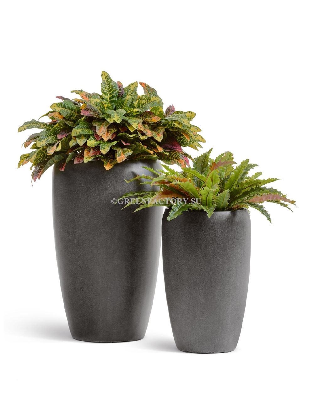 Кашпо TREEZ Effectory - Beton - Высокий округлый конус - Тёмно-серый бетон