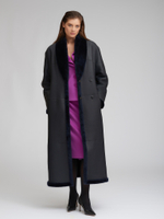 Синяя двусторонняя дубленка из овчины