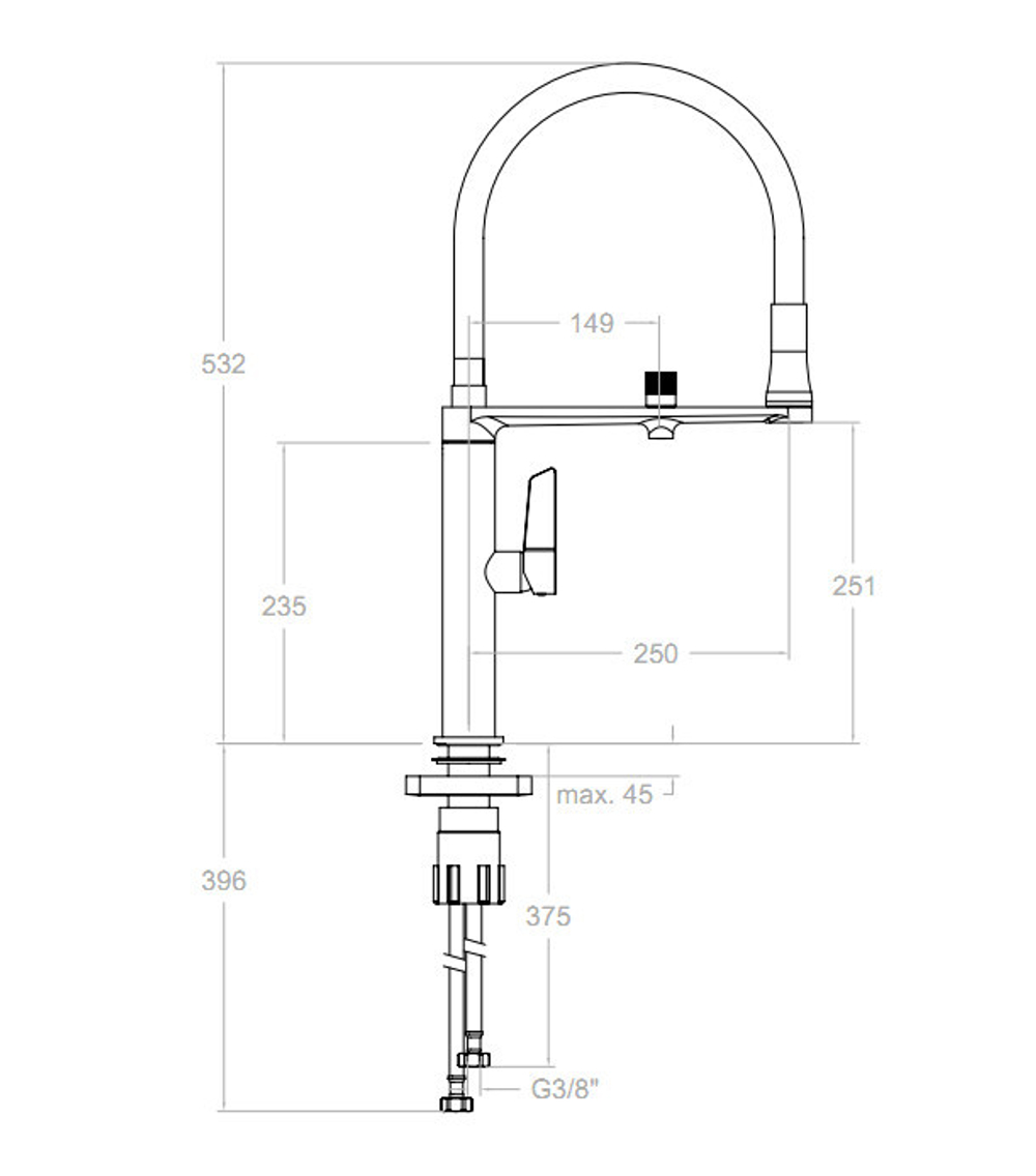 Смеситель для кухни с подключением фильтра питьевой воды с магнитным держателем KITCHEN 898801МС