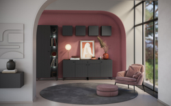 Шкаф навесной малый Оливия, Графит, Графит глянец