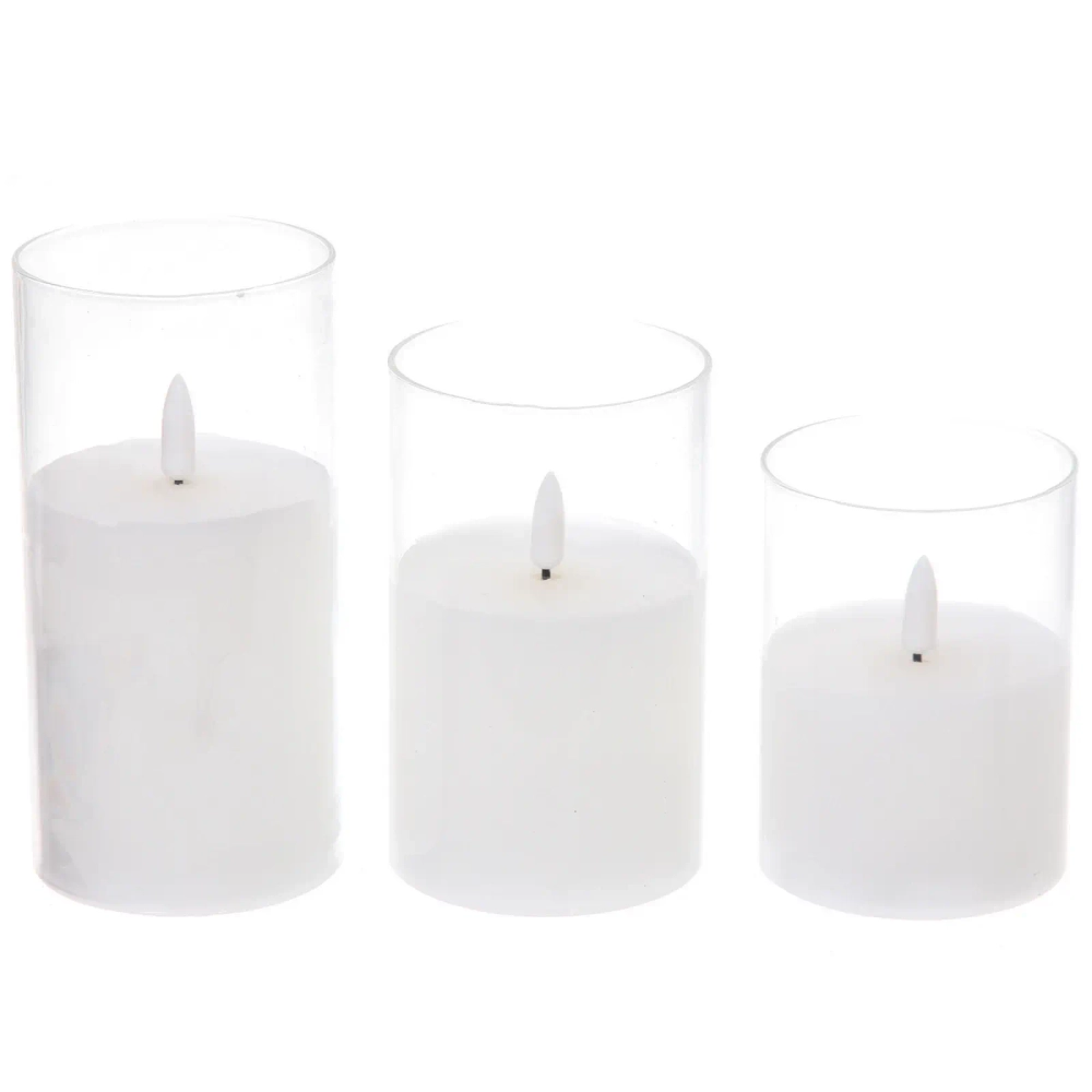 Сувенир с подсветкой «Свеча - Тайна» 7,7*10/12,5/15 см (набор 3 шт) с пультом д/у