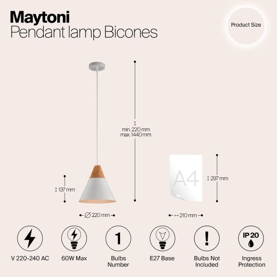 Подвесной светильник Maytoni Bicones P359-PL-01-W