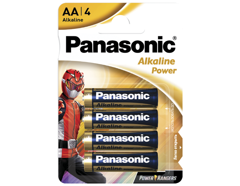 Батарейки Panasonic LR6REB/4BPRPR щелочные AA Power Rangers Alkiline power в блистере 4шт
