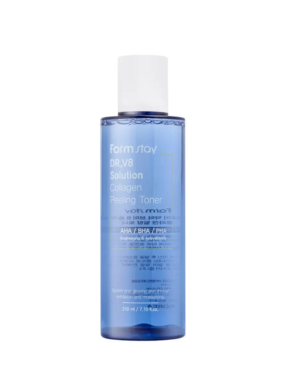 FARMSTAY - ПИЛИНГ-ТОНЕР ДЛЯ ЛИЦА С КОЛЛАГЕНОМ DR-V8 SOLUTION COLLAGEN PEELING TONER 210 ML