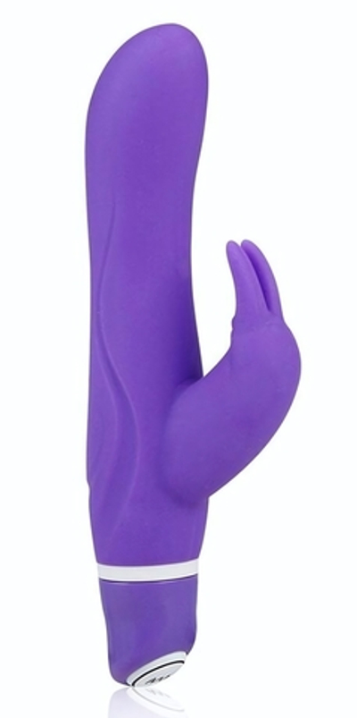 Фиолетовый силиконовый вибратор со стимулятором клитора - 21 см. (Цвет: фиолетовый)