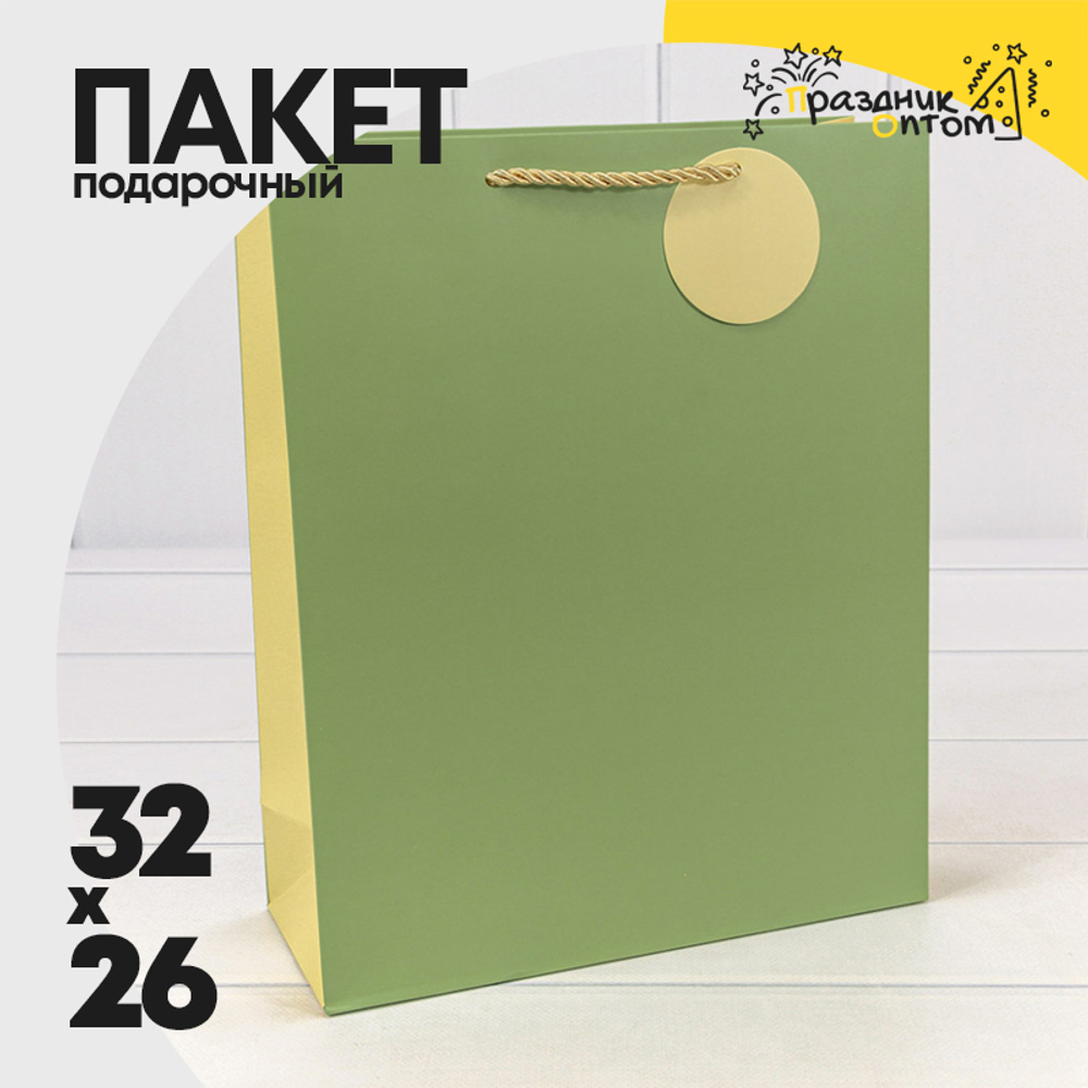 Пакет подарочный 26х32х10см Премиум (Зеленый)