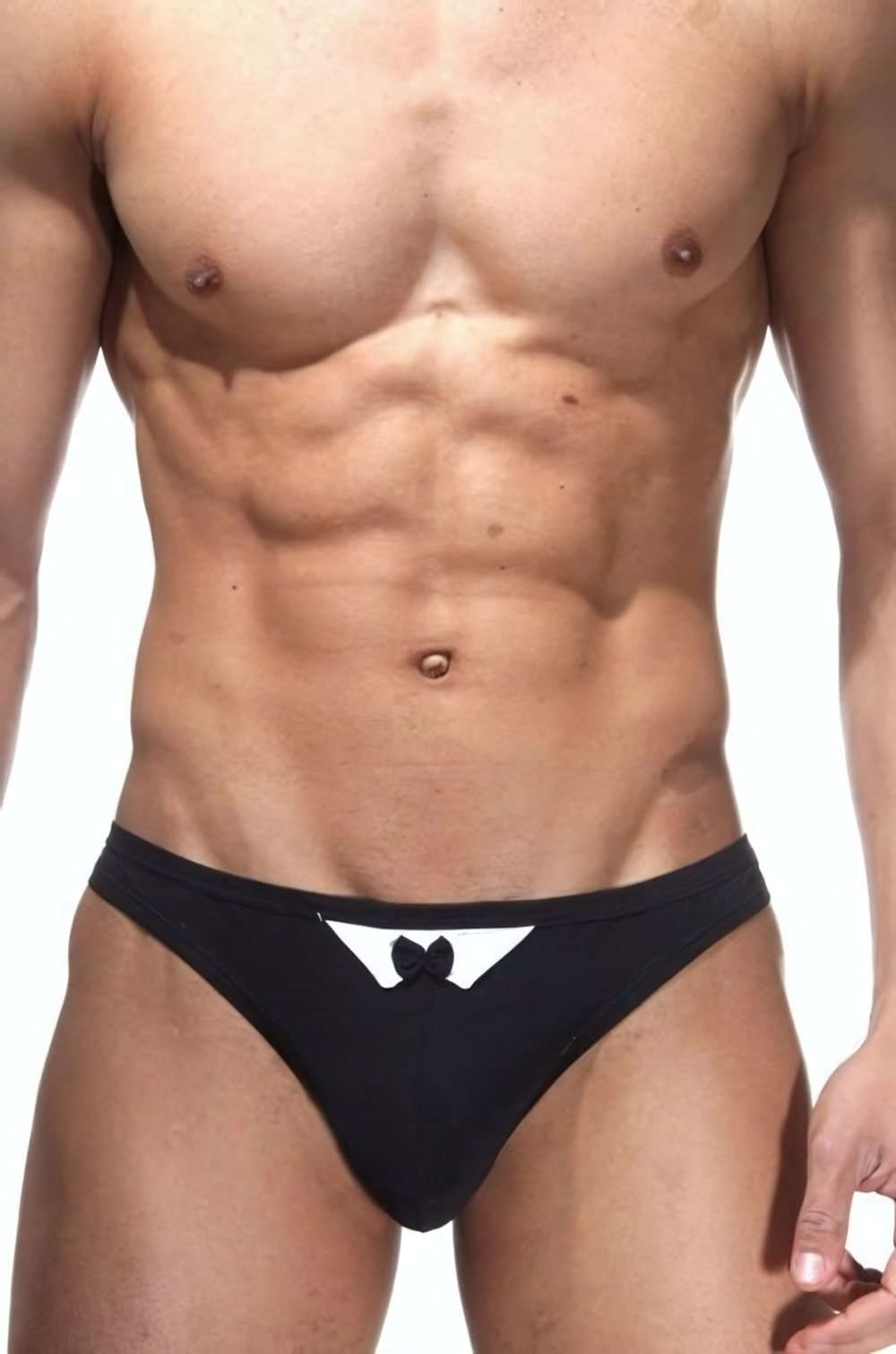 Трусы-стринги в стиле смокинга (Размер: L-XL) (Цвет: черный)