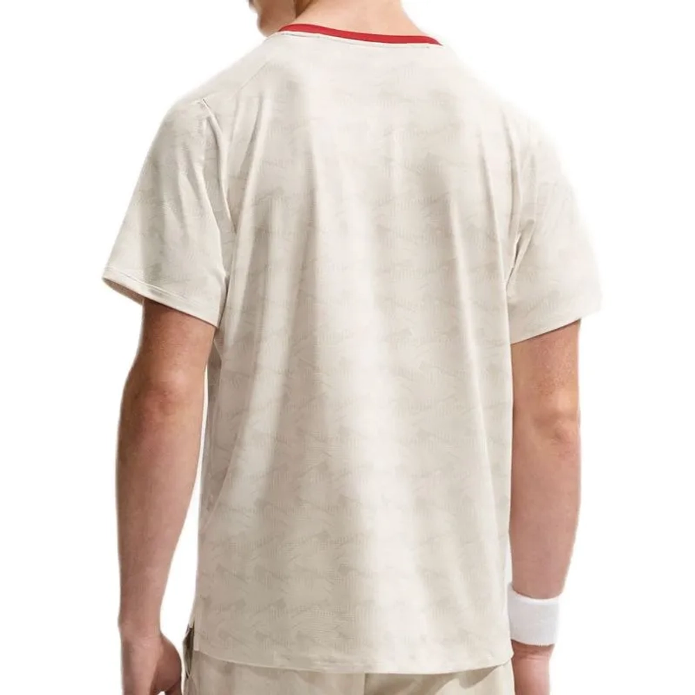 Мужская теннисная футболка Nike Court Dri-Fit Advantage Print - light beige/tough red/black