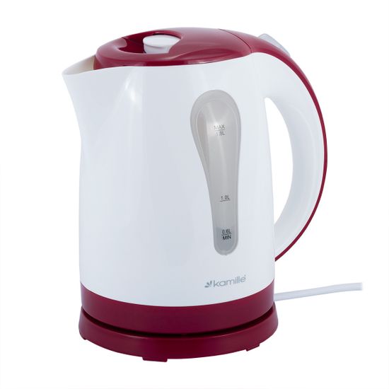 Чайник электрический 1,8 л. Kamille KM-1715R пластик белый с красным
