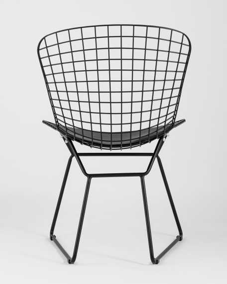 Bertoia металлический черный с черной подушкой из экокожи