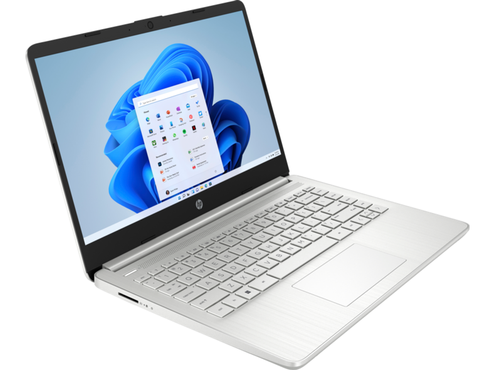 Ноутбук HP14s-fq1020ur 14"(1920x1080 IPS)/AMD Ryzen 3 5300U(2.6Ghz)/8192Mb/256PCISSDGb/noDVD/Int:AMD Radeon Integrated Graphics/Cam/WiFi/41WHr/war 1y/Natural s ilver  /WinHome + RU kbd