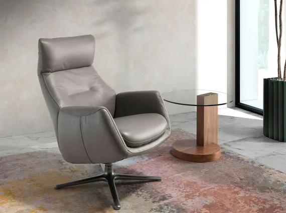 Журнальный столик Angel Cerda 2036, Ø60 см, стекло, орех