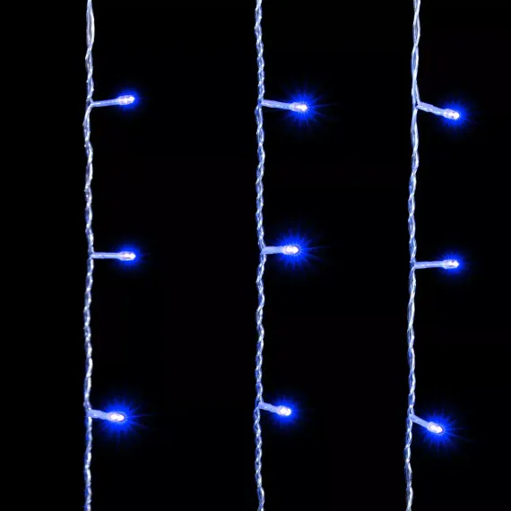 Светодиодный занавес 2*1 м., 200 синих LED ламп, прозрачный провод ПВХ, LTC (PCL202-10-2B)