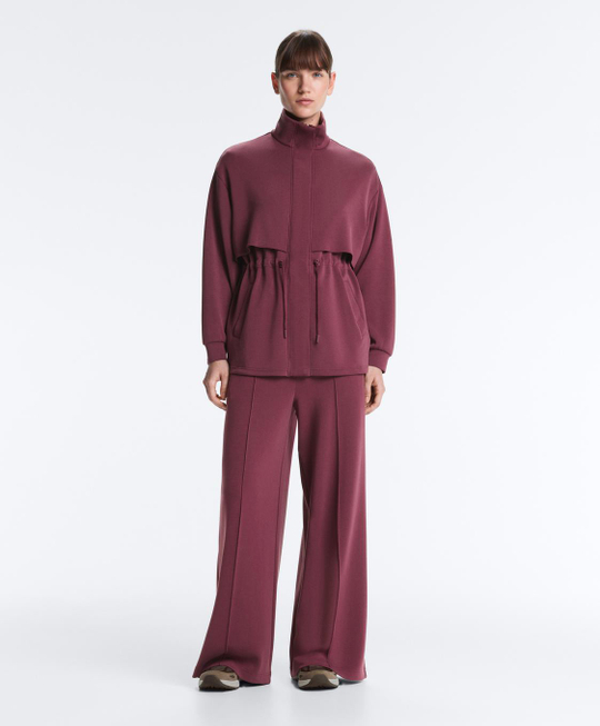 OYSHO Брюки прямого кроя из мягкого со складками, вишневый