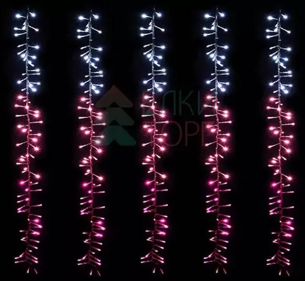 Светодиодная бахрома с эффектом бегущий огонь 2*1м., 24V, 320 LED ламп бело - розового цвета, прозрачный провод, Beauty Led (ESI320-SH10-1WP)