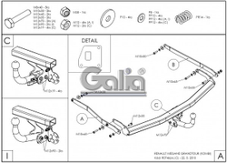 Фаркоп оцинкованный Galia R074A для Renault Megane II 2003-2008 (classic) седан/универсал, Megane III универсал 2008-(паспорт и сертификат в комплекте)(без электрики)