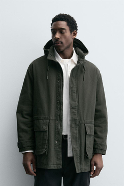 ZARA ПАРКА СВОБОДНОГО КРОЯ С ЭФФЕКТОМ ПОТЕРТОСТИ, СВЕТЛО-КОРИЧНЕВЫЙ