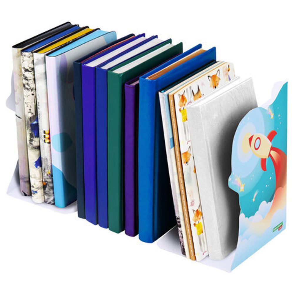 Подставка-держатель для книг и учебников фигурная BRAUBERG KIDS "Cosmo" раздвижная, металлическая, 238068