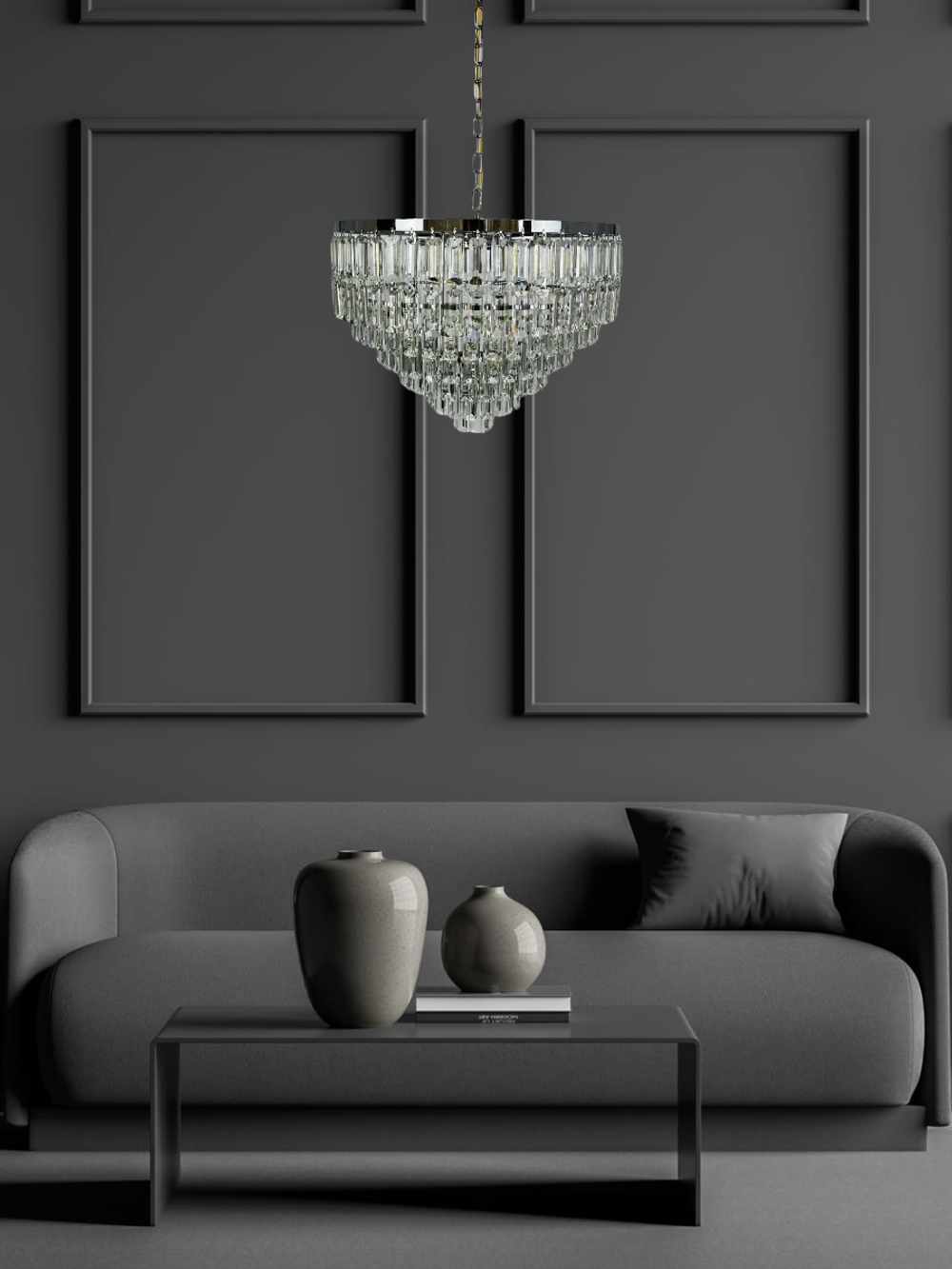 Люстра подвесная Lanbos Crystal, 11 ламп Е14, 440 Вт, до 25 кв м, хром
