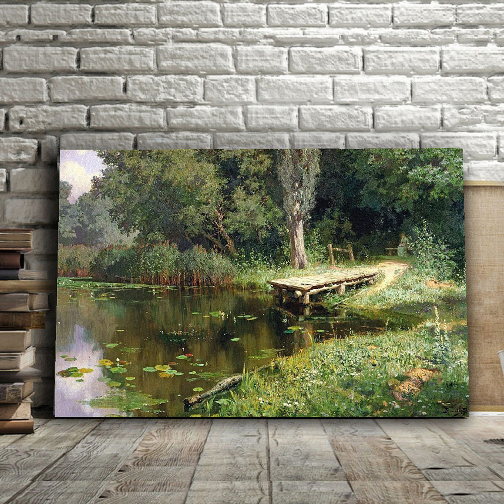 Картина для интерьера "Заросший пруд", Поленов Василий Дмитриевич, печать на холсте