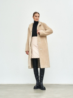 Шуба чебурашка тедди, бежевая, Северина