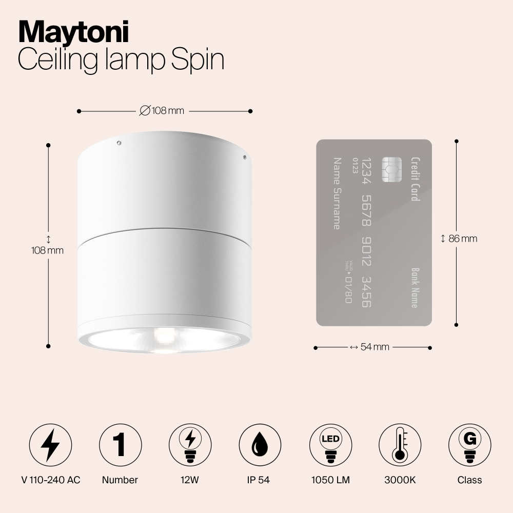 Накладной светодиодный светильник Maytoni Spin O310CL-L12W3K