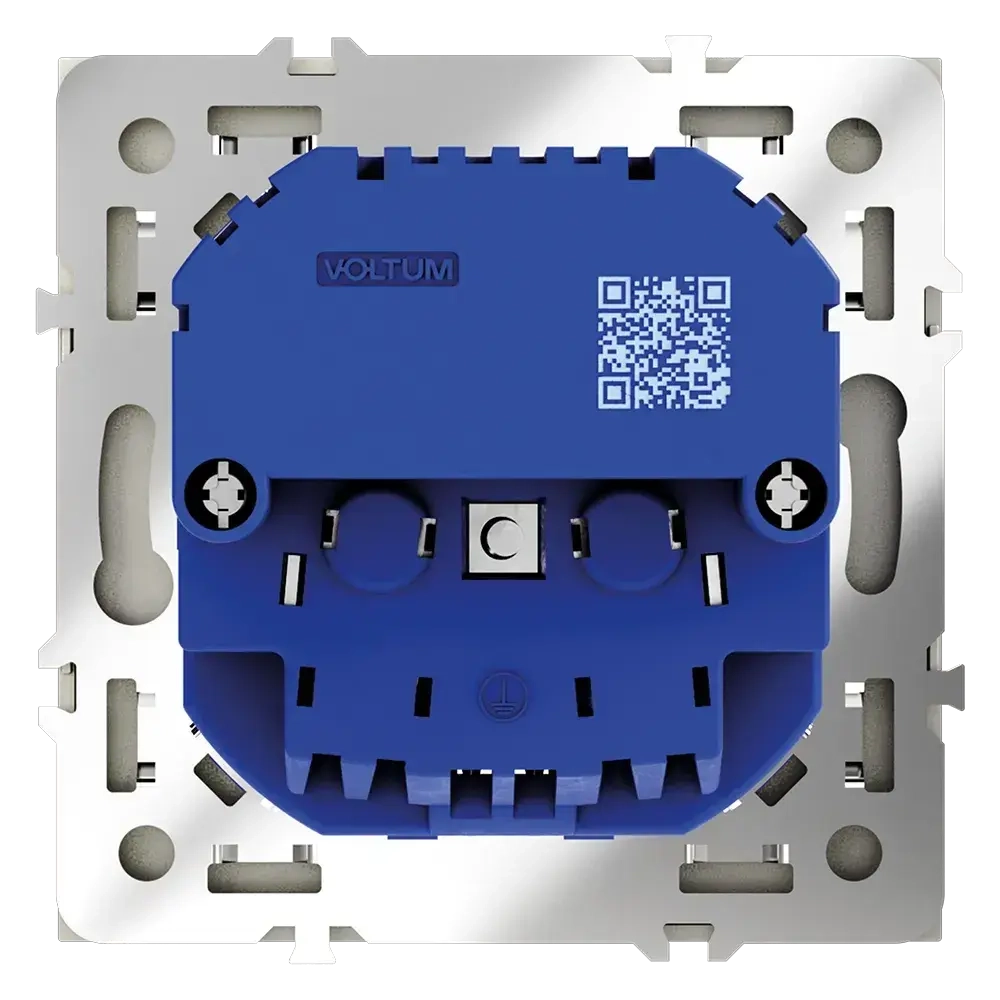Розетка встраиваемая VOLTUM S70 с заземлением и защитными шторками, 16А, с USB, A+С, (сталь)