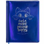 Дневник 1-11 класс 48 л., кожзам (твердая с поролоном), фольга, BRAUBERG HOLIDAY, "Веселый Кот", 106916