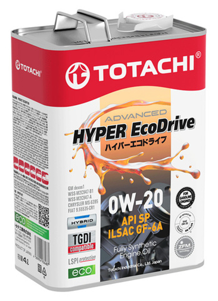 Масло моторное TOTACHI HYPER Ecodrive Fully Synthetic SP/RS/GF-6A 0W-20 4л