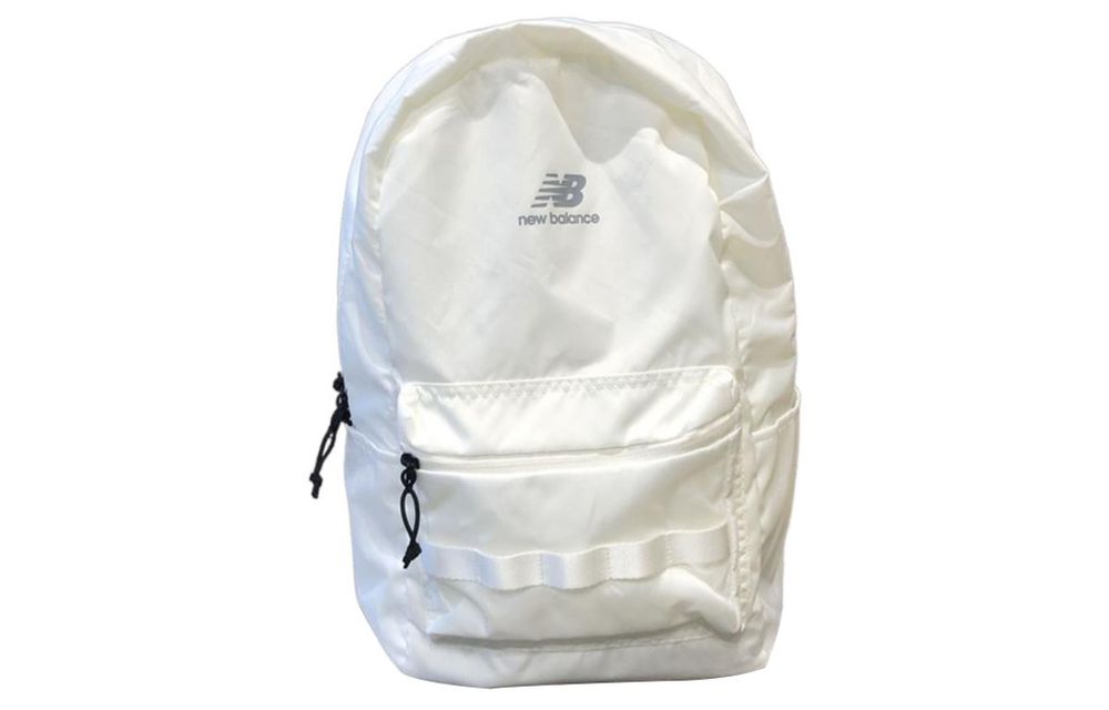 New Balance New Balance casual logo logo printing zipper Opening and closing fabric school bag backpack backpack regular men and women with the same style couple white