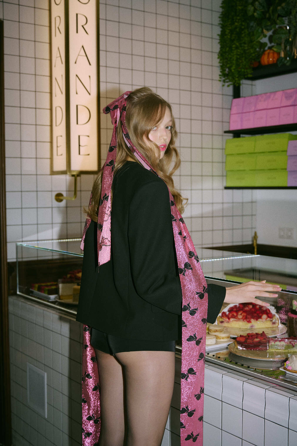 Бант "Паркер" из розового шелка