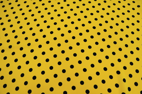 Вискоза желтая в черный малый горох