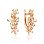 Серьги с английским замком из красного золота с фианитами