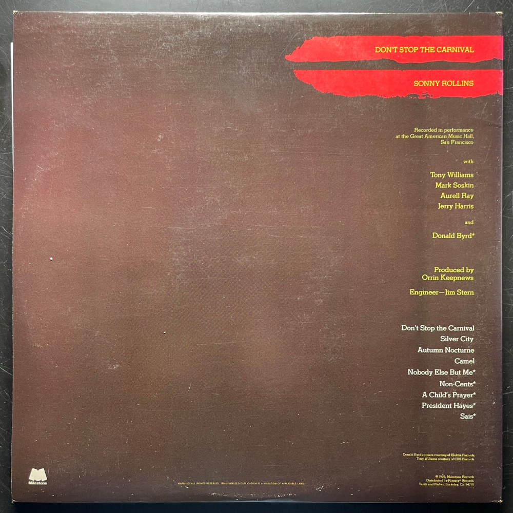 Sonny Rollins ‎– Don't Stop The Carnival 2LP (США 1978г.)