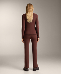 OYSHO Бесшовные брюки Bootcut с высокой посадкой, бургунди