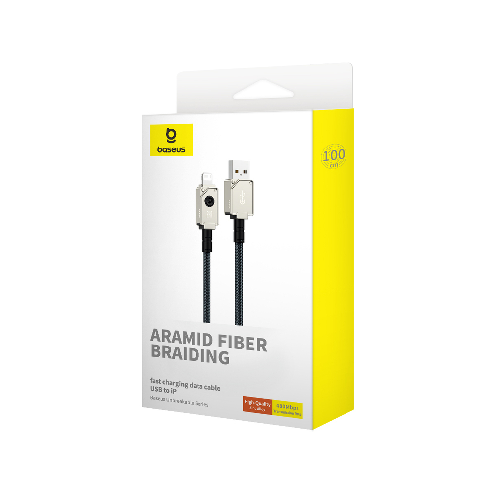 USB-A - Lightning Кабель Baseus Unbreakable Charging+Data 2.4A 1m - Stellar White