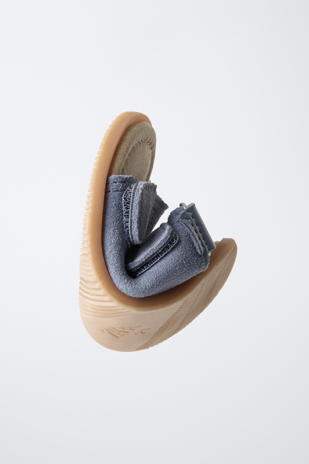 ZARA КОЖАНЫЕ САНДАЛИИ BAREFOOT С ДВОЙНЫМ РЕМЕШКОМ, СИНИЙ