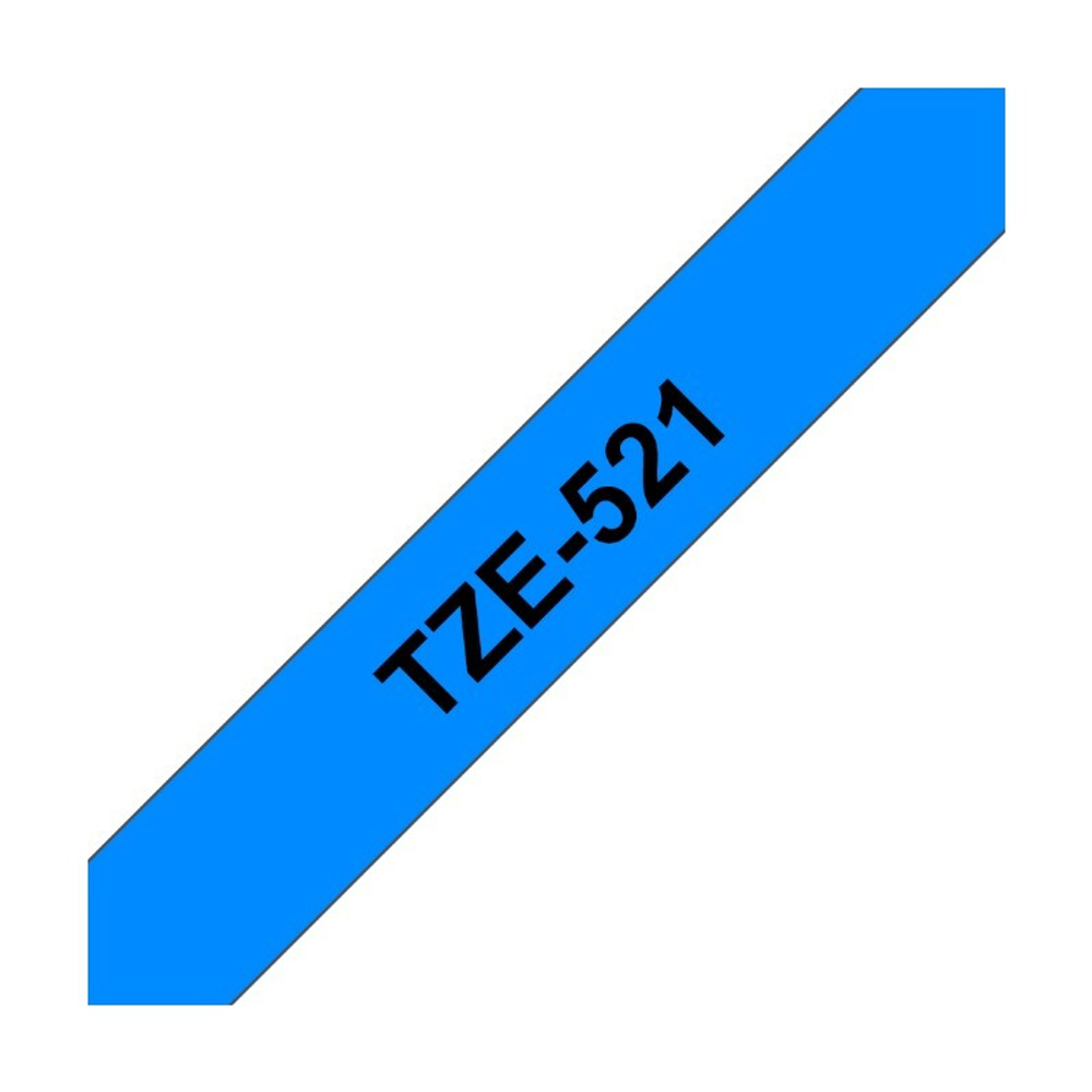 Brother TZE-521 кассета с лентой для печати наклеек, чёрный шрифт на синей основе, 9мм*8м