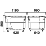 Контейнер 640 л на подставке с колесами Анион 640 л. прямоугольный (1190x990x860см;белый) - арт.559518