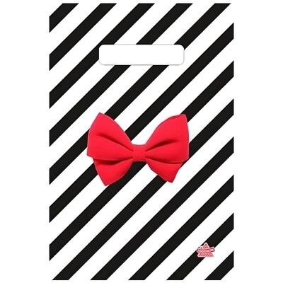 Пакет ПЭ с вырубной неусиленной ручкой 20x30см (30) (Алый бантик) Тико (х100/3000)